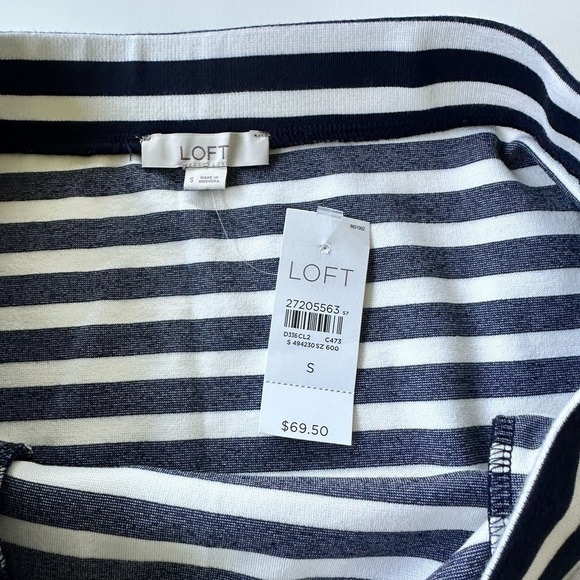 Loft Navy and Cream Striped Blue and Cream Nautical Skirt NWT Size S - Picture 5 of 5